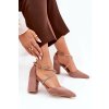 Lodičky S Špičatými Nosy A Ozdobenými Pásky Na Podpatku Tmavě Béžové Verithas (Veľkosť 38)