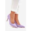 Fialové dámske lodičky z eko semišu na ihlovom podpätku LY7903-6 PURPLE
