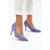 Modré dámske lodičky z eko semišu na ihlovom podpätku LY7903-4 DENIM BLUE