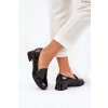 Čierne dámske lakované lodičky na nízkom podpätku s eko kožou, kód produktu 9711 BLACK