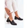 Čierne dámske lakované lodičky na nízkom podpätku s eko kožou, kód produktu 9711 BLACK