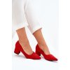 Dámske lodičky se špičatými špičkami na stĺpiku červené merinette / KJ-10 RED (Veľkosť 36)