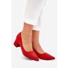 Dámske lodičky se špičatými špičkami na stĺpiku červené merinette / KJ-10 RED (Veľkosť 36)