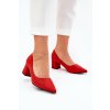Dámske lodičky se špičatými špičkami na stĺpiku červené merinette / KJ-10 RED (Veľkosť 36)