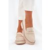Dámské mokasíny z eko semišuové s krystaly béžové Wilamla (Veľkosť 37)