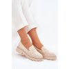 Dámské mokasíny z eko semišuové s krystaly béžové Wilamla (Veľkosť 37)