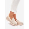 Dámské mokasíny z eko semišuové s krystaly béžové Wilamla (Veľkosť 37)