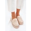 Dámské mokasíny z eko semišuové s krystaly béžové Wilamla (Veľkosť 37)