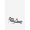 Kožené dámské mokasíny s ozdobou D&A LR51-966 stříbrné (Veľkosť 39)
