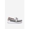 Kožené dámské mokasíny s ozdobou D&A LR51-966 stříbrné (Veľkosť 39)