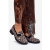 Kožené lakované mokasíny leopard vinceza 66790 čierne / 66792 SZARY ZAMSZ SKÓRA (Veľkosť 36)