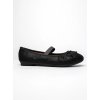 Čierne dámske lesklé mokasíny z textilného materiálu s eko kožou a pásikom, kód produktu HY88-50