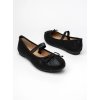 Čierne dámske lesklé mokasíny z textilného materiálu s eko kožou a pásikom, kód produktu HY88-50