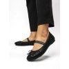 Čierne dámske lesklé mokasíny z textilného materiálu s eko kožou a pásikom, kód produktu HY88-50