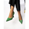 Dámske zelené lodičky z eko kože na ihličkovom podpätku, kód produktu 6140