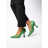Dámske zelené lodičky z eko kože na ihličkovom podpätku, kód produktu 6140