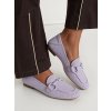 Dámske fialové semišové mokasíny s perforáciou na vsúvanie, kód produktu GQ8-020