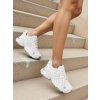 Biele dámske mokasíny z eko kože a textilu, športový mestský štýl, kód produktu PC2811