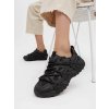 Dámske čierne mokasíny z eko kože a textilu, športový, mestský štýl, kód produktu 88205