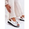 Kožené Dámské Sandály Na Klínu S Ozdobou S.Barski LR51-788 Bílé (Veľkosť 41)