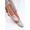 Kožené Dámské Mokasíny S Dekorací Na Plochém Podpatku Béžové S.Barski LR51-588 (Veľkosť 36)