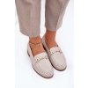 Kožené Dámské Mokasíny S Dekorací Na Plochém Podpatku Béžové S.Barski LR51-588 (Veľkosť 36)
