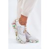 Biele a zlaté dámske kožené poltopánky na platforme a klinovom podpätku, kód produktu 56C1800 WHITE/GOLD