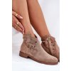 Béžové dámske členkové topánky z eko semišu na zips kód HY42-081 Beige