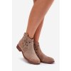 Béžové dámske členkové topánky z eko semišu na zips kód HY42-081 Beige