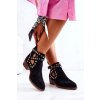 Čierne dámske členkové topánky z eko semišu s rovnou podrážkou NS196P BLK