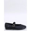 Čierne dámske baleríny z eko kože na bežný deň s okrúhlou špičkou, kód produktu T611P