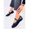 Čierne dámske baleríny z eko kože na bežný deň s okrúhlou špičkou, kód produktu T611P