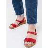 Dámske červené syntetické sandále na suchý zips, kód produktu 956-6 RED
