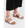 Dámske biele syntetické sandále na rovnej podrážke, kód produktu 956-6 WHITE
