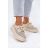 Semišové Dámké Polobotky Na Platformě Artiker 56C2108 Béžovo-Zlaté (Veľkosť 37)