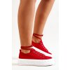 Červené dámske tenisky na masívnej rovnej podrážke RE15P RED