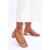 Béžové dámske sandále na stĺpovom podpätku LOLA5023 BEIGE
