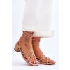 Béžové dámske sandále na stĺpovom podpätku LOLA5023 BEIGE