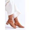 Béžové dámske sandále na stĺpovom podpätku LOLA5023 BEIGE