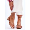 Béžové dámske sandále na stĺpovom podpätku LOLA5023 BEIGE