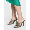 Dámske hnedé elegantné sandále zo syntetiky a eko kože s pleteným vzorom, kód produktu 3053 GREEN