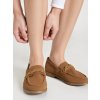 Dámske hnedé mokasíny z eko semišu na rovnej podrážke, kód produktu JN-255