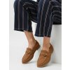 Dámske hnedé mokasíny z eko semišu na rovnej podrážke, kód produktu JN-255