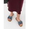 Dámske modré elegantné sandále s kokardou na príležitosťné nosenie, kód produktu 491-02