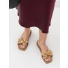 Dámske khaki sandále s kokardou, príležitosťové a elegantné, syntetický materiál, kód produktu 491-02