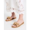 Dámske khaki sandále s kokardou, príležitosťové a elegantné, syntetický materiál, kód produktu 491-02