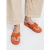 Dámske oranžové sandále s pleteným čelom a rovnou podrážkou, syntetický materiál, kód produktu 2856 ORANGE