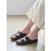 Dámske čierne minimalistické sandále z eko kože na suchý zips, kód produktu LS048TO-1 BLACK