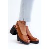 Zazoo 40376 kožené Sandále na masívnom podpätku hnedé / 40376 BF.BRĄZ (Veľkosť 36)