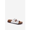 Dámske papuče na korek platforme s prackami biele redore / 25SD11-8911 WHITE (Veľkosť 36)